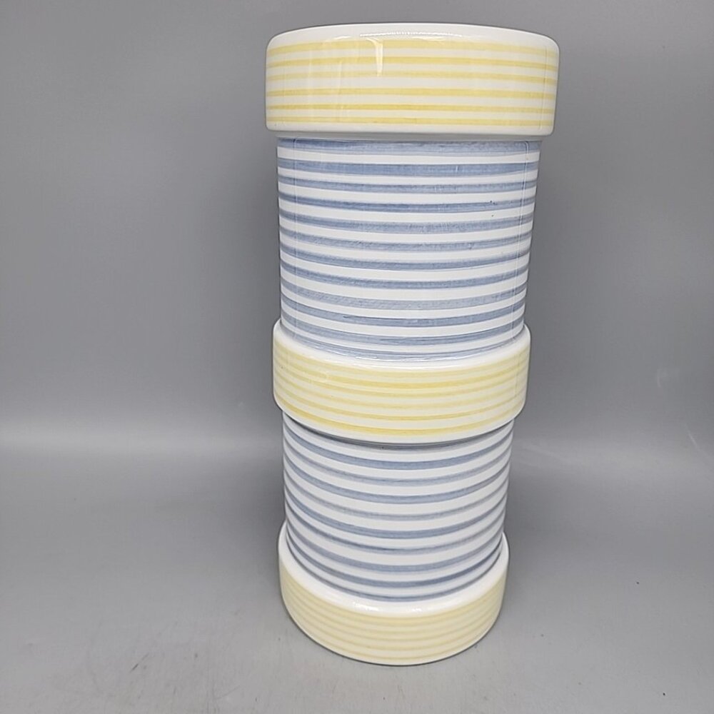 Vintage Lord & Taylor Ceramic Vase White Blue Yellow Made In Italy 10"